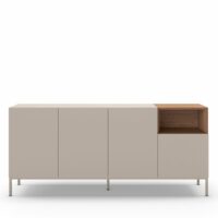 Buffet 4 portes en bois et métal l180cm - beige-Métal-Beige-Drawer