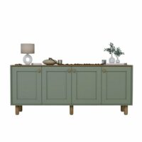 Buffet 4 portes l180 cm décor vert et bois-Bois-Vert-Pier import