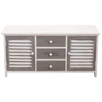 Buffet bas avec 3 tiroirs 2 portes en bois blanc et gris-Bois-Gris-Mobili Rebecca