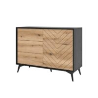 Buffet bas industriel 104 cm bois / noir-Bois-Marron-Best Mobilier