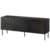 Buffet bas noir 3 portes avec relief 150cm--Noir-MSO