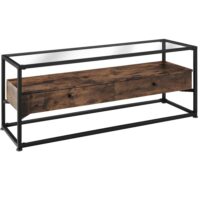 Buffet bas style industriel en bois et acier bois foncé-Bois-Marron-Tectake