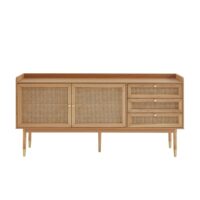 Buffet chêne et cannage rotin 180cm-Chêne-Marron-Sorelh