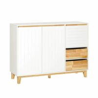 Buffet commode effet bois blanc avec 2 portes-Bois-Blanc-SoBuy