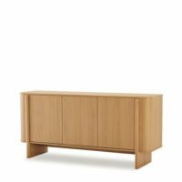 Buffet de 160 cm avec portes en chêne naturel-Chêne-Marron-Koketto Home