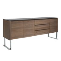 Buffet effet bois noyer et plateau en verre noir-Verre-Marron-Angel Cerda