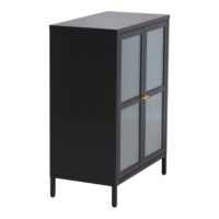 Buffet en acier et verre ondulé transparent 64 x 35 x 84 cm-Verre-Gris-Helloshop26