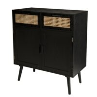 Buffet en bois 2 portes 2 tiroirs cannage noir-Bois-Noir-MACABANE
