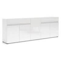 Buffet en bois blanc brillant 225x38x79h cm-Bois-Blanc-Dmora