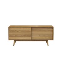 Buffet en chêne 2 portes coulissantes beige-Chêne-Beige-Robin des Bois