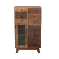 Buffet haut à tiroirs en bois recyclé naturel H110-Bois-Marron-Hellin