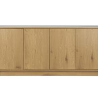 Buffet haut bois clair avec plateau effet marbre-Bois-Doré-Mathi Design