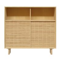 Buffet haut en bois de pin massif naturel 120 cm  Non verni-Bois de Pin-Marron-Naan Furniture