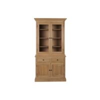 Buffet vaisselier en chêne 2 portes vitrées 2 tiroirs 2 portes bois-Bois-Marron-Hellin