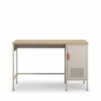 Bureau 1 porte en métal l120cm - beige-Métal-Beige-Drawer