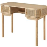 Bureau 2 portes en bois et cannage-Bois-Marron-Nordlys