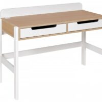 Bureau 2 tiroirs Blanc et Chêne-Chêne-Multicolore-Nateo Concept