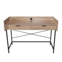 Bureau 2 tiroirs stratifiés métal naturel et noir-Métal-Beige-Weber industries