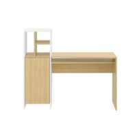 Bureau 3 niches chêne clair et blanc H113-Chêne-Blanc-TEMAHOME