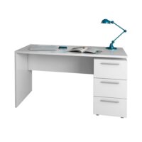 Bureau 3 tiroirs 138x60x74 cm blanc--Blanc-Maison et Styles
