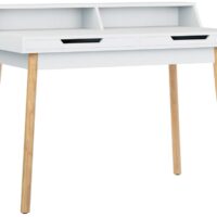 Bureau avec 2 tiroirs de rangement en bois Blanc-Bois-Blanc-CLP