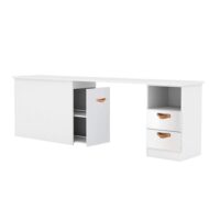 Bureau avec rangement  blanc cuir 76
