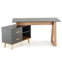 Bureau d'angle anthracite et bois 2 tiroirs 2 niches vitim-Bois-Gris-MSO