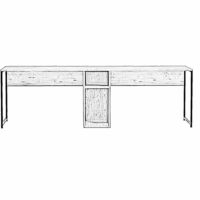 Bureau double avec rangement central effet bois