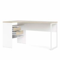 Bureau effet bois blanc 145x81 cm-Bois-Blanc-Dmora