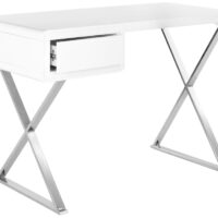 Bureau en bois embouti argent-Bois-Argenté-Safavieh