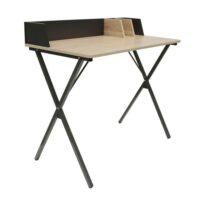 Bureau en bois et métal noir-Métal-Marron-Altobuy