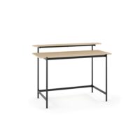 Bureau en placard effet chêne et acier noir 88x120x55cm-Chêne-Marron-Hispanohogar