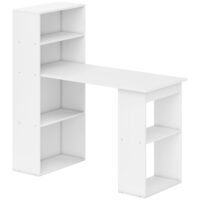 Bureau informatique + bibliothèque 120l x 55l x 120h cm--Blanc-Homcom