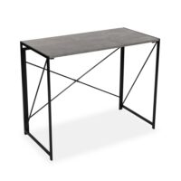 Bureau pliant en aggloméré imitation bois et métal gris-Métal-Gris-Versa Home