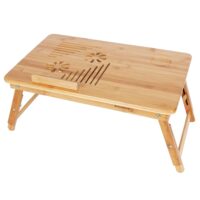 Bureaux de lit pliable en bambou couleur naturelle--Jaune-SONGMICS
