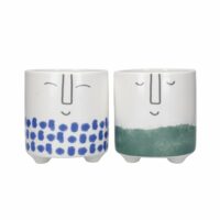 Cache pot de fleurs en céramique visages 2 pièces-Céramique-Multicolore-KitchenCraft
