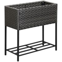 Cache pot de jardin en polyrotin marron 70x30x72 cm--Marron-OKWISH