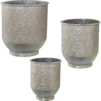 Cache-pot décoratif en métal argenté (lot de 3)-Métal-Argenté-ReCollection