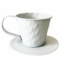 Cache-pot en métal blanc en forme de tasse-Métal-Blanc-Decostars