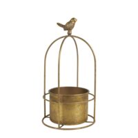 Cache-pot oiseau en métal - 14 x 29 cm-Métal-Doré-Mathilde M