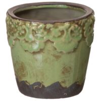 Cache-pot vert en céramique vieillie-Céramique-Vert-Ixia
