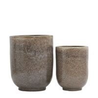 Cache-pots en céramique marron clair ( lot de 2 )-Céramique-Marron-house doctor