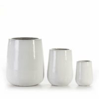 Cache-pots ronds en grès adra (lot de 3)--Blanc-Thai Natura