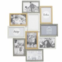 Cadre photo pêle-mêle 10 photos souvenirs bois et blanc-Bois-Blanc-Planete Discount