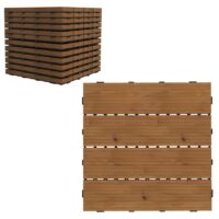 Caillebotis emboîtables dalles terrasse lot de 12 pcs gris--Marron-Outsunny