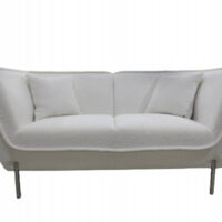 Canapé 2 places en tissu teddy  avec piètement chromé l167 cm  blanc-Tissu-Blanc-Amadeus
