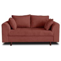 Canapé 2 places   en velours côtelé  terracotta-Velours-Rouge-Best Mobilier
