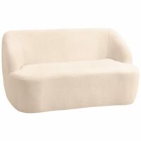 Canapé 2 places incurvé aucun assemblage requis tissu bouclette beige-Tissu-Beige-Homcom