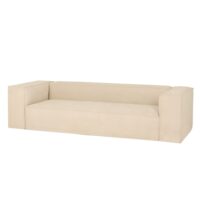 Canapé 3/4 places en velours côtelé couleur blanc cassé-Velours-Blanc-Decowood