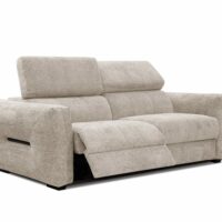 Canapé 3 places avec une relax électrique cote gauche tissu beige-Tissu-Beige-Wozimo
